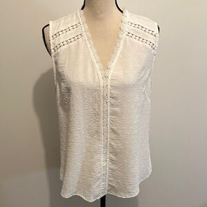 Eclipse White Cream Textured Sleeveless Blouse
